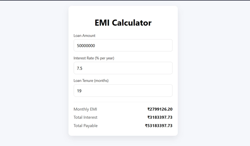 I Built a Simple EMI Calculator Using Vanilla JavaScript