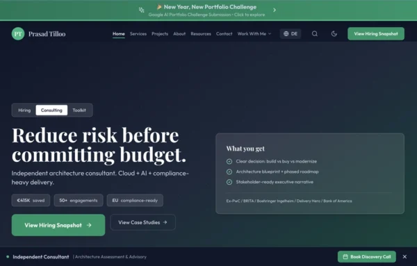 我建立了一個以建築師思維運作的作品集（結合 Google Gemini 與雲端運行）