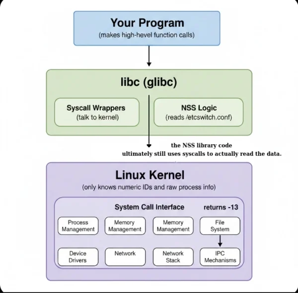 From Raw Syscalls to NSS and libc: A Candid Linux Exploration